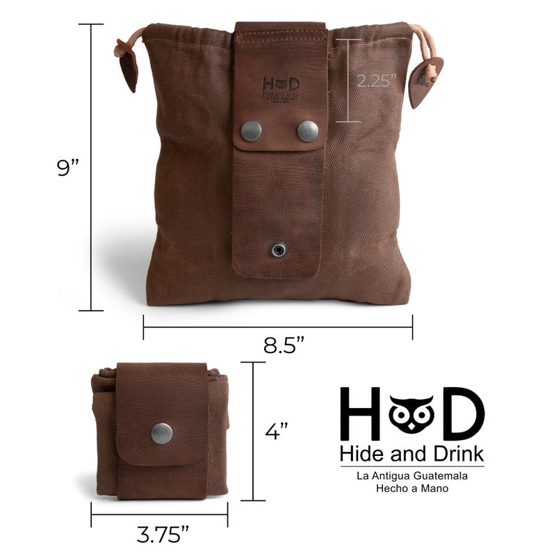 Hide & Drink, Foraging Pouch (Collapsible) for Hiking, Treasures & Seashells Bag, Easy Looping Around Belts, Grocery Storage, Waxed Canvas, Handmade, Honey Bourbonn - Image 4